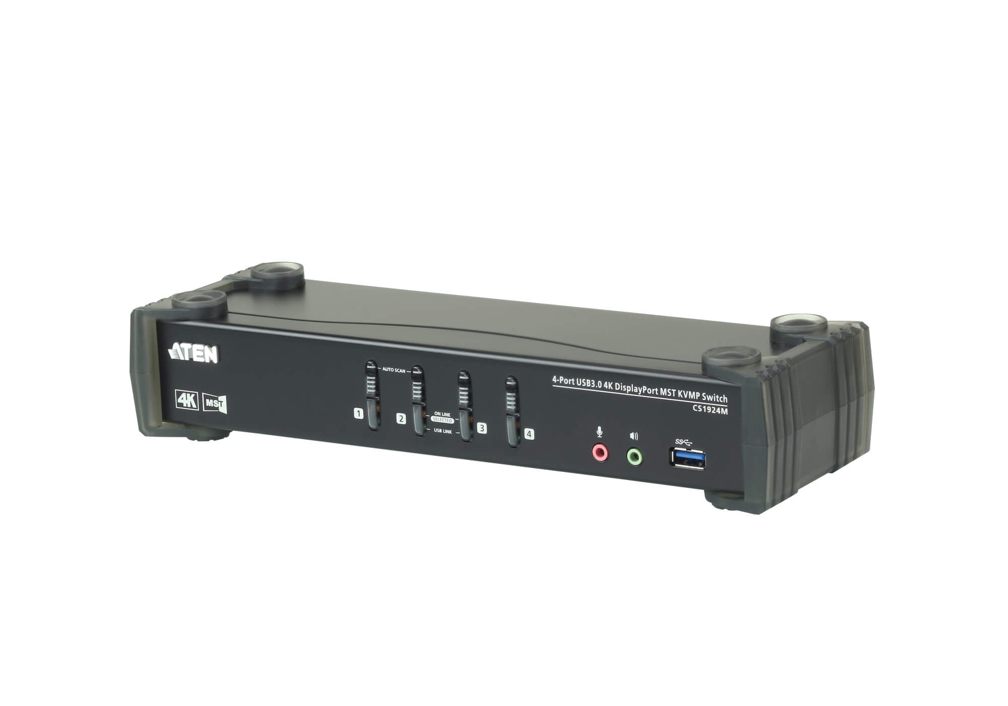 Aten Desktop KVMP Switch 4 Port Single to Dual Display 4k DisplayPort MST w/ audio, Cables Included, 2x USB Port, Selection Via Front Panel Aten Desktop KVMP Switch 4 Port Single to Dual Display 4k DisplayPort MST w/ audio, Cables Included, 2x USB Port, Selection Via Front Panel